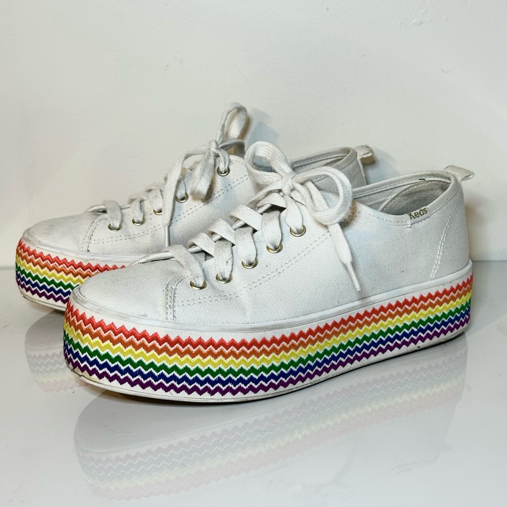 Limited Edition Keds Platform Pride Sneakers w/ Embroidered Rainbow Soles